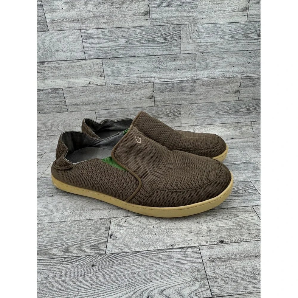 OluKai Nohea Mesh Men Slip On Loafers Brown Mesh Shoes 10188-4040 Size 11